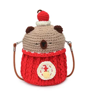 High-Quality Knit Phone Bag Large Capacity Single Shoulder Bag Adorable Pure Handmade Crochet Bag