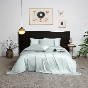 Luxury Bamboo Woven 300tc All-Season King 4-Piece Wedding Set Duvet Cover Pillowcases Solid Simple Style Non-Disposable Quality