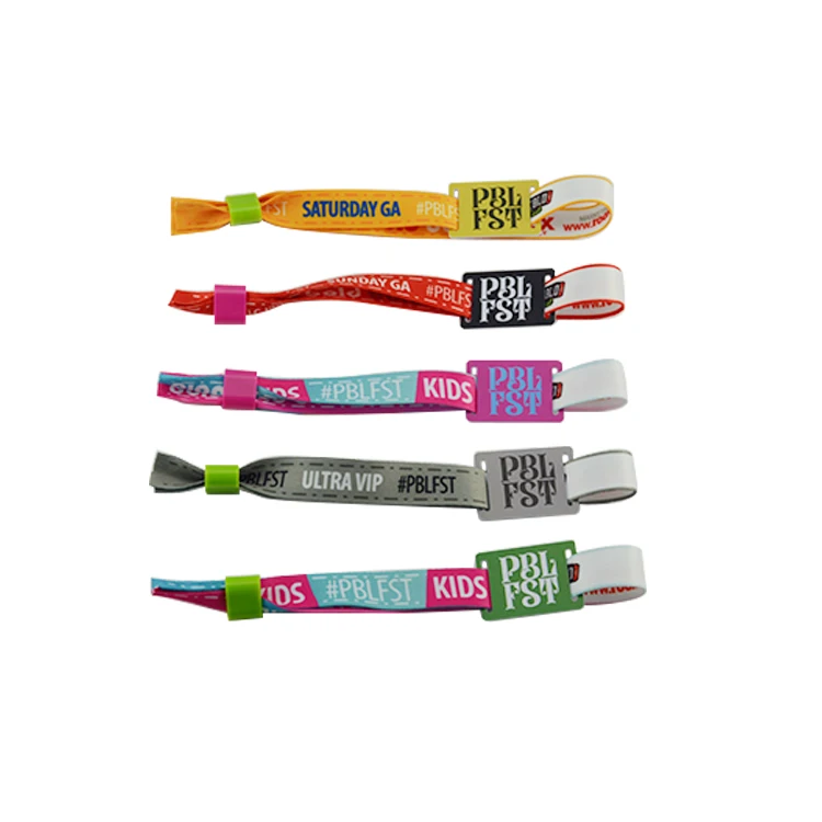 Promotional Adjustable  QR Code Event Bracelet RFID  NFC NTAG213 Woven Sports Wristband  EV1 Fabric Bracelet