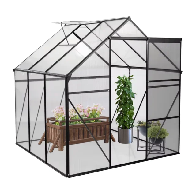 Plastic Greenhouses with Lock Polycarbonate Cover & Aluminum Frame 4mm PC Board Custom Option Garden Buildings Rotproof