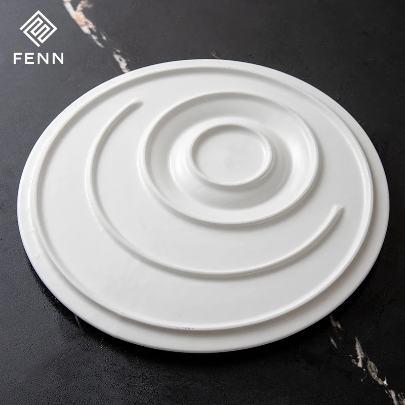 Unique Shape Nordic White Porcelain Egg Shape Lunar Surface Soup Platter Hotel Restaurant Used Wholesa Ceramic Appetizer plate