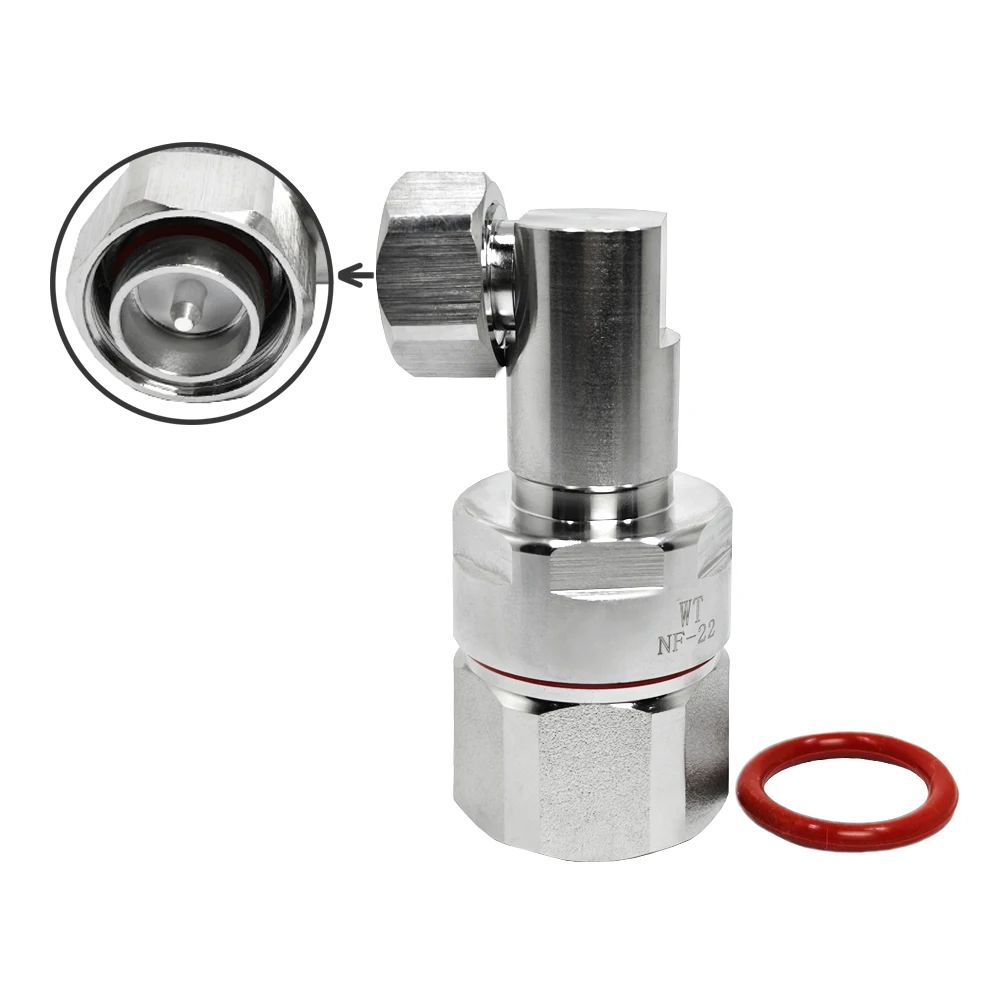 Factory Price Low 50ohm Impedance Right Angle Clamp 4.3/10 Male Type RF Connector for 7/8 Cable Brass