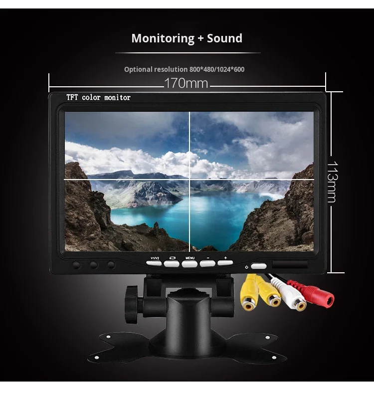 7 Inch Industrial Monitor Wall Mounted IPS Display Screen VGA AV TFT Plastic Small LCD Display Mini Monitor
