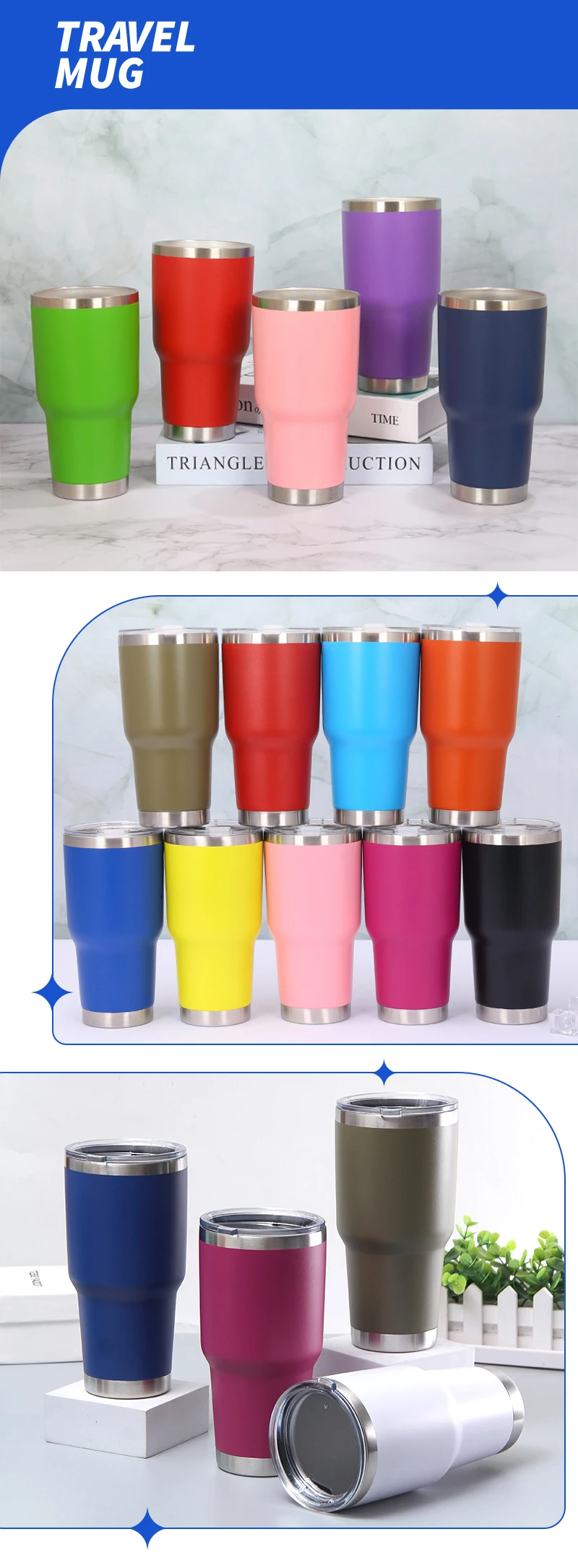 20oz 30 Oz Custom Double Walled Insulated Coffee Travel Mug Cups