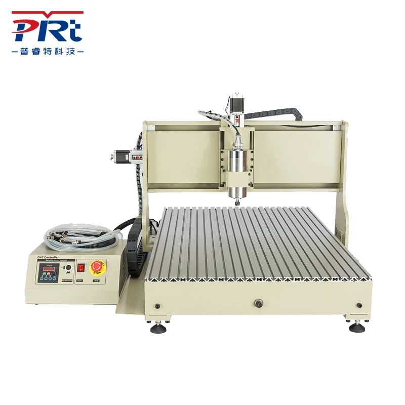 PRTCNC 6090GZ-1500W Round Rail Engraving Machine 4-Axis CNC Router Carving Milling