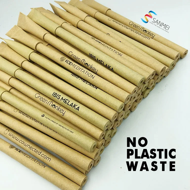 100 Rolling Paper Pen Customizable Eco Friendly Recycled Paper Pen