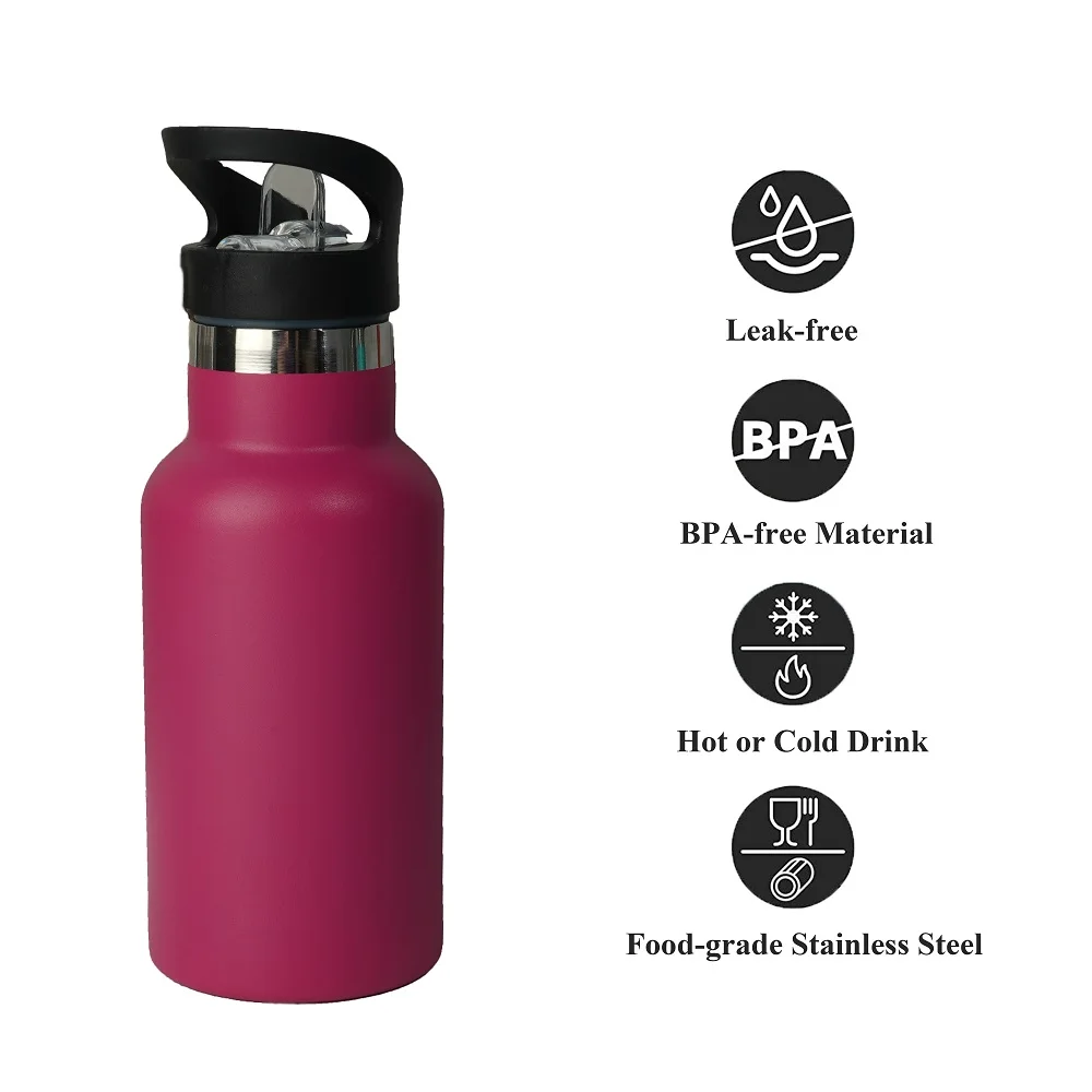 Factory Direct Supply Vacuum Insulated Water Bottle Eco-friendly Stainless Steel Water Bottle With Straw Lid