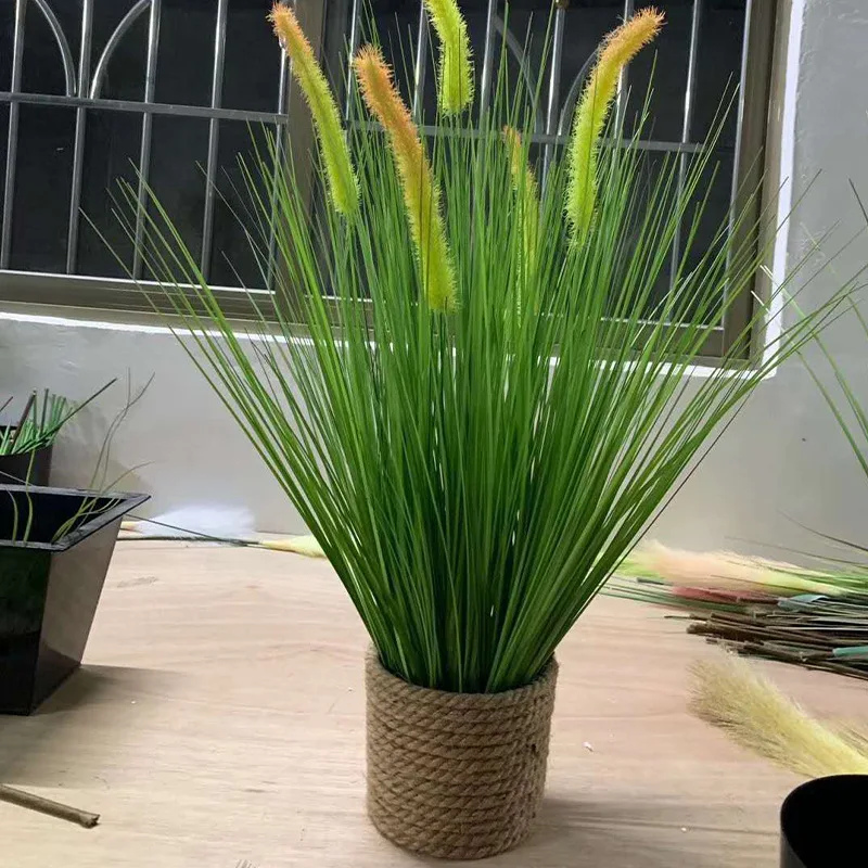 Современное искусственное украшение в горшках для отеля искусственная луковая трава искусственный цветок бонсай