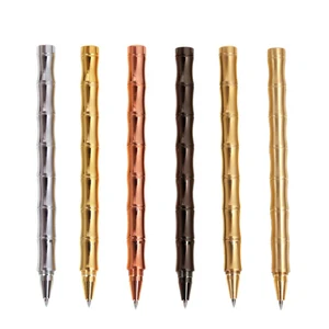 Luxury Brass Ballpoint Pen Unique Metal-Bamboo Design Custom Logo Perfect Gift for Business & Hotels 0.5 mm Writing Width
