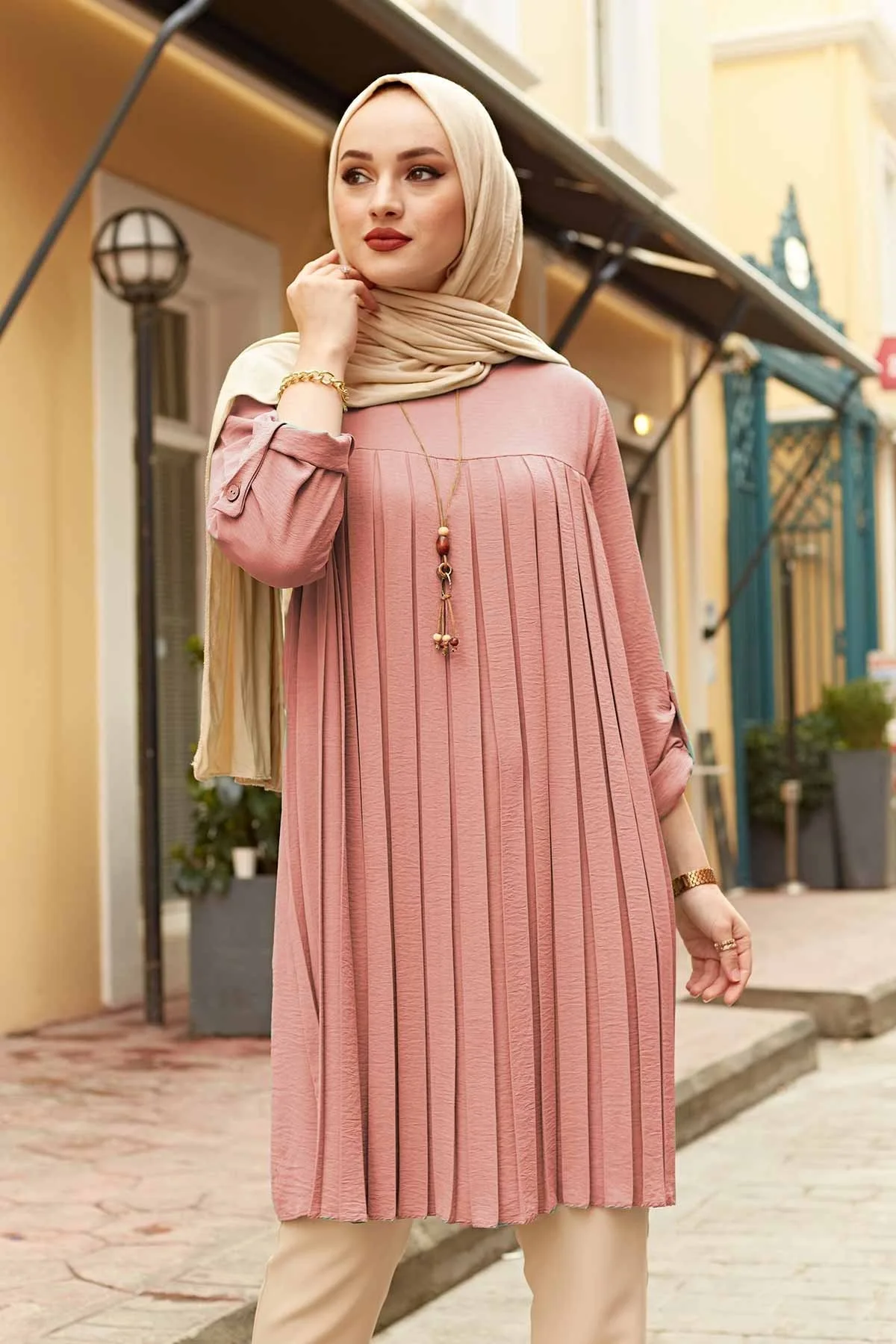 New Design Islamic Woman Pleated Tunic
