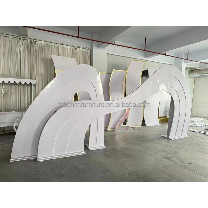 Luxury White PVC Ripple Arch Stand Back Drop Decoration