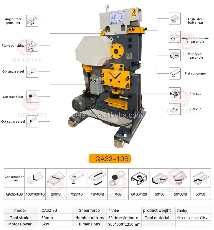 Hydraulic metal sheets automatic shearing machine iron worker combine punching and shearing machine ironworker tools