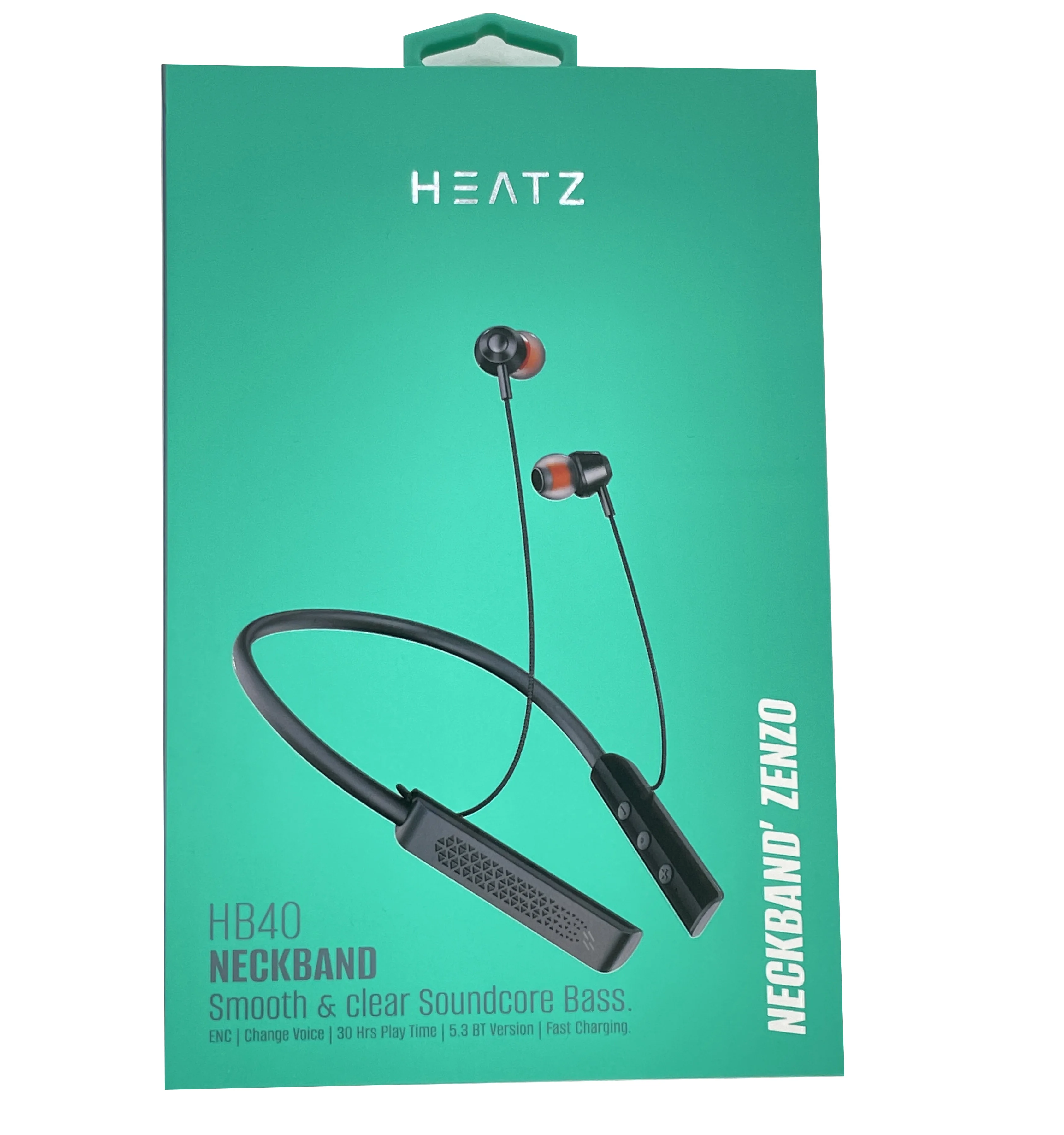 HEATZ HB40 Auriculares TWS con cancelación de ruido Suave y claro Soundcore  Bass Cómodo diseño de banda para el cuello
