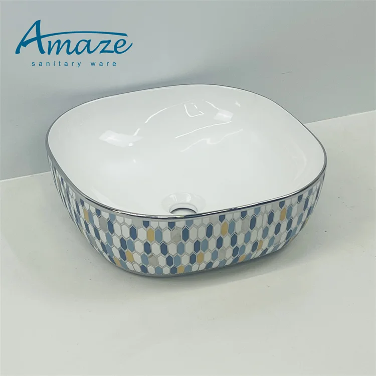 China high quality sanitary ware bathroom ceramic table top art lavabo hand wash basin for hotel supplier