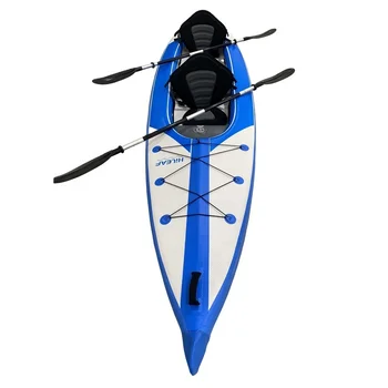 HL-K2 High quality Full drop stitch Tandem person Sit on top Two seats Portable Foldable Inflatable Kayak Blue&White Wholesale