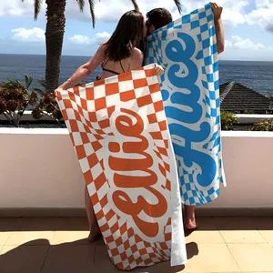 Summer Print Name Towels Personalized Sublimation Adult Kids Gift Microfiber Terry Beach Towel Custom