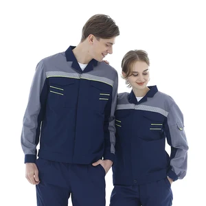High Strength Construction Outfits Two Tone Blue Men Women Reflective Workwear