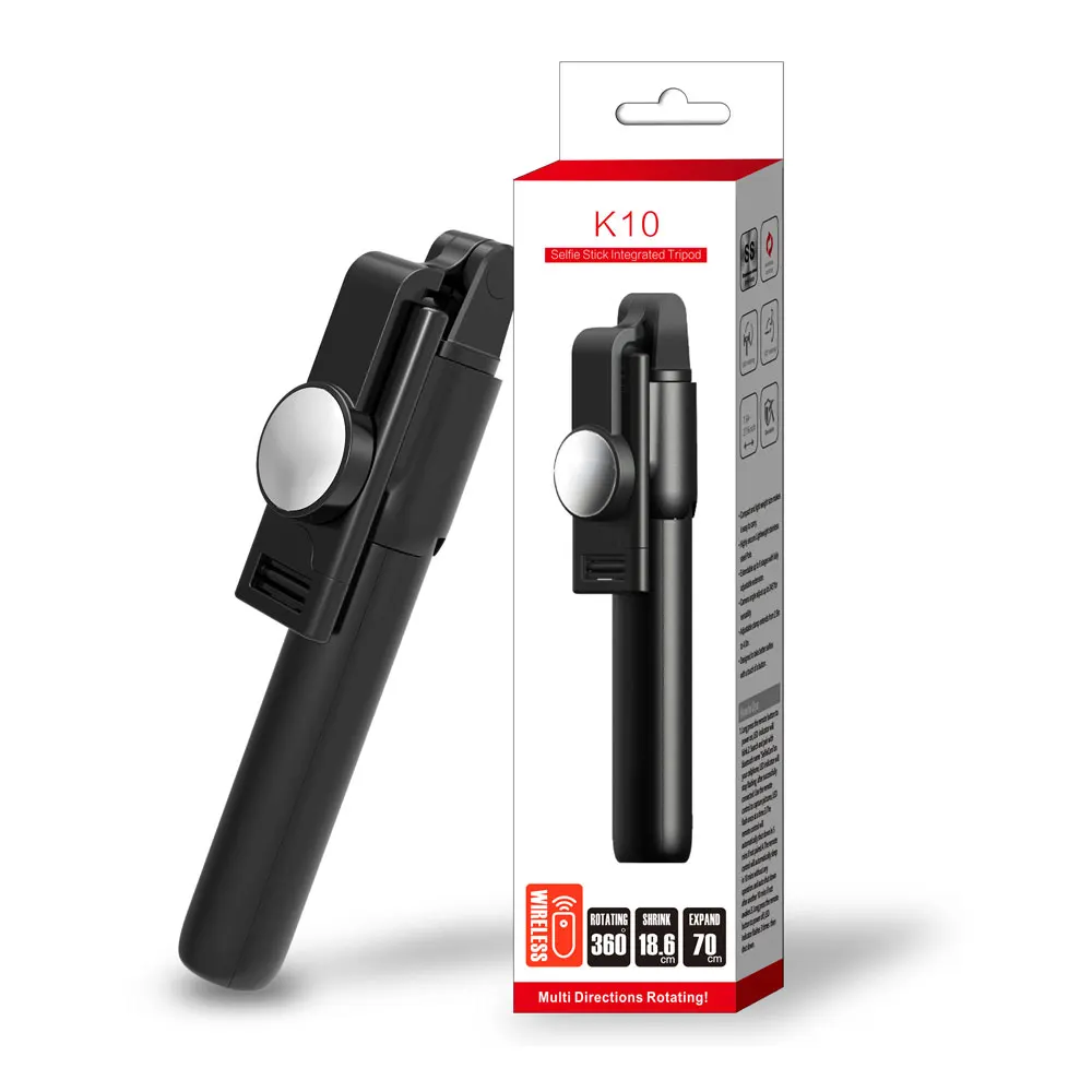 K10 Hands-Free Selfie Stick with Integrated Tripod Sensor Mirror and Fold  Function Convenient Handheld Portable Device