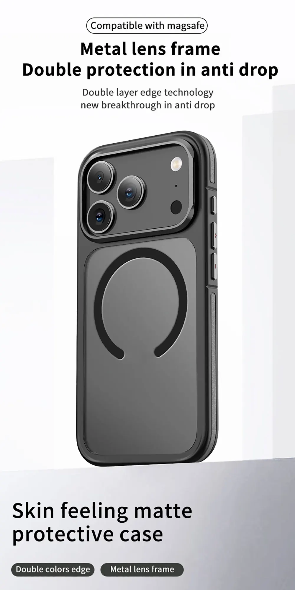 product magnetic skin feel anti drop phone cases with mental frame for iphone 17 air pro shockproof protective cover-2