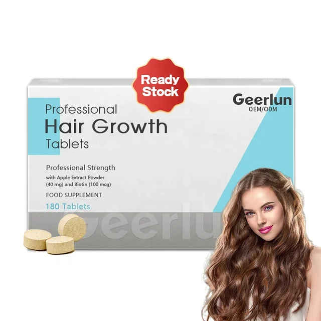 OEM Professional Hair Growth Tablets with Biotin Reduces Hair Shedding Thicker Fuller Stronger Hair Supplement