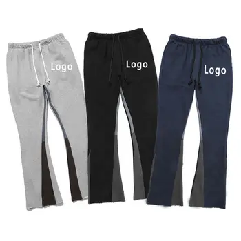 Custom Men Loose Stacked Pants Joggers Flare Sweat Pants Bootcut Flared ...
