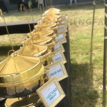 African supply Golden hanging Chafing dish Party Catering Gold buffet food warmer Restaurant Luxury Commercial equipment