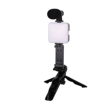 KALIOU-AY-49 Sets Mini Flexible Selfie Stick Mobile Phone Camera Stand Tripod With Microphone Led Light Out Door Record 3KG Load detail image