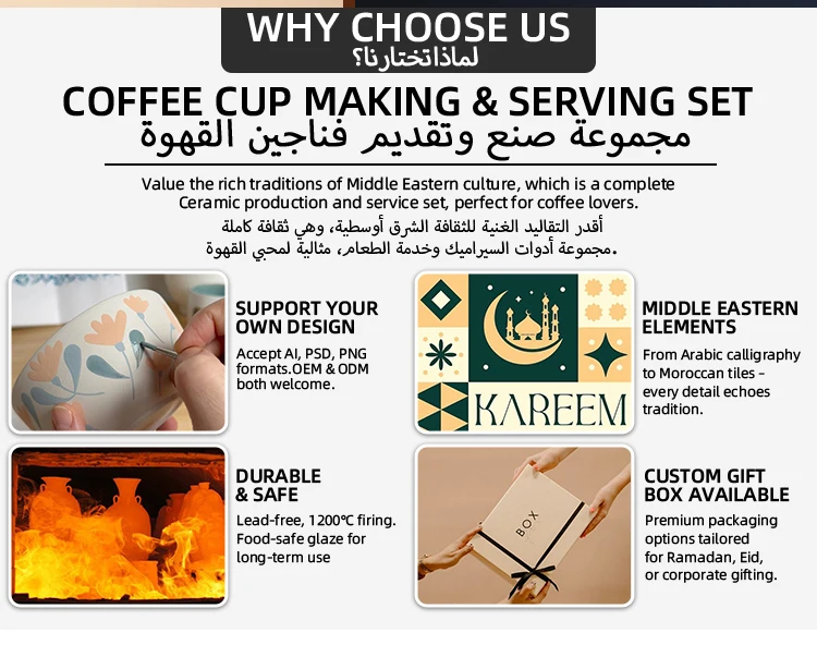 KOLINK Arabic Ceramic Coffee Cup Set Detail 2