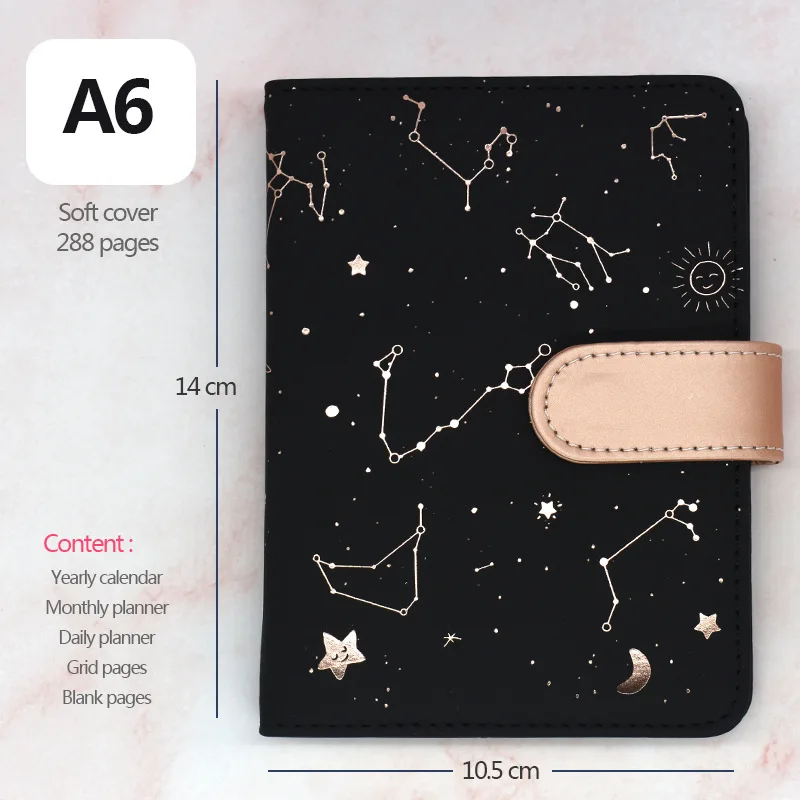 2024 Constellation Plan Book PU English Edition Schedule Book Efficiency Manual Handbook Notebook Starry sky journal