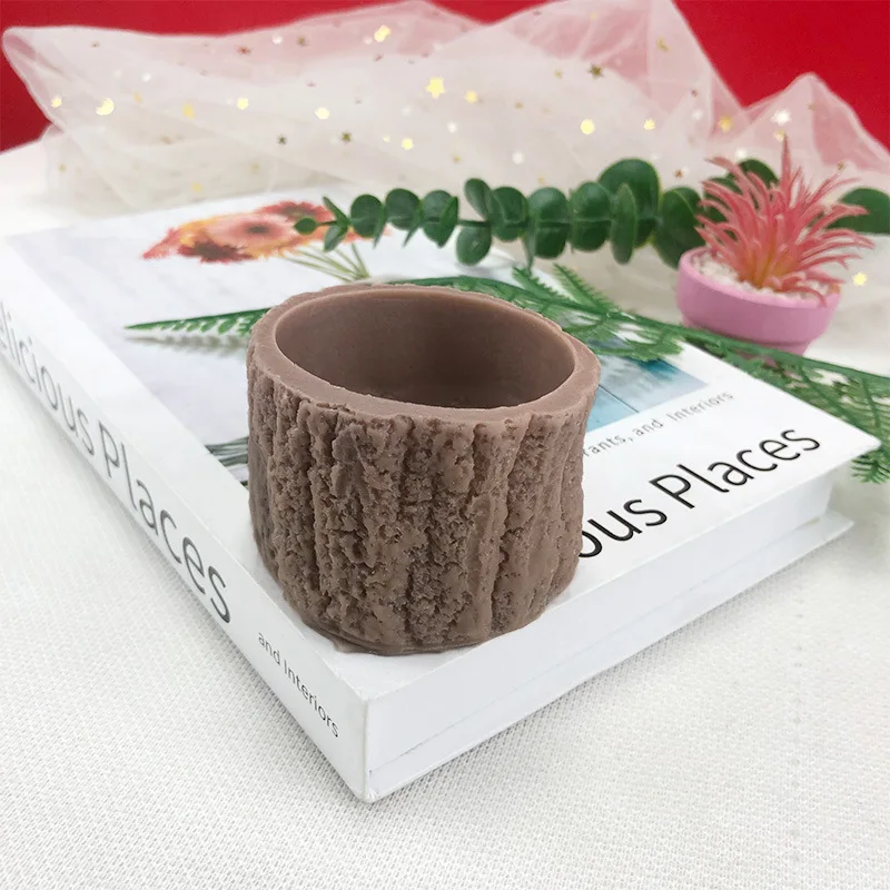 3D Tree Stump Flower Pot Shape Silicone Mold Epoxy Resin DIY Polymer Clay Plaster Tool Succulent Plants Pot Decoration Mould