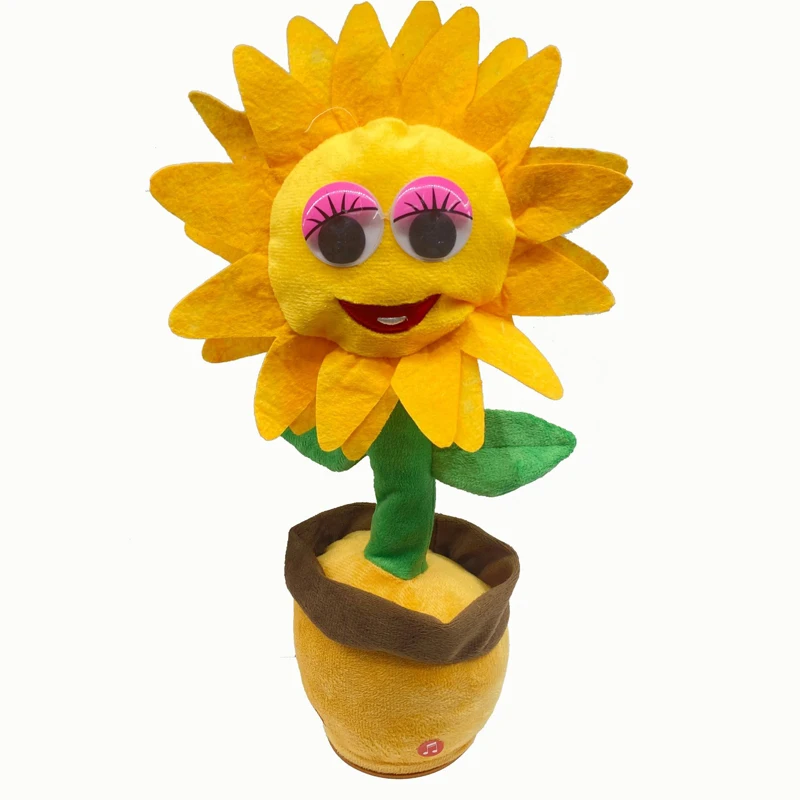 Custom Face Dancing Sunflower Toy - Talking Repeating Plush With 50 Songs