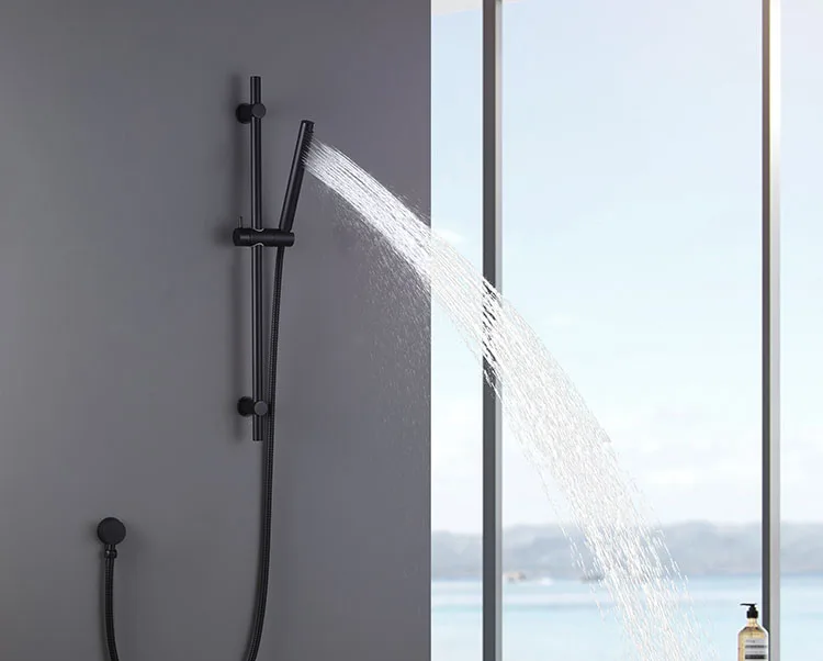 Simple Design Matte Black Bathroom Shower Set Wall Mounted Rainfall