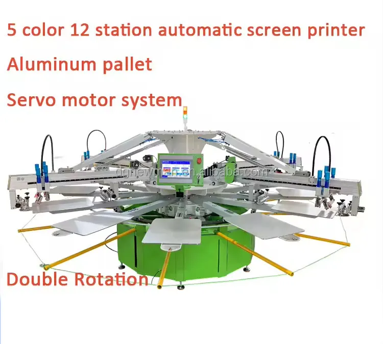 タコ5色12ステーション全自動シルクスクリーン印刷機布用衣服バッグ