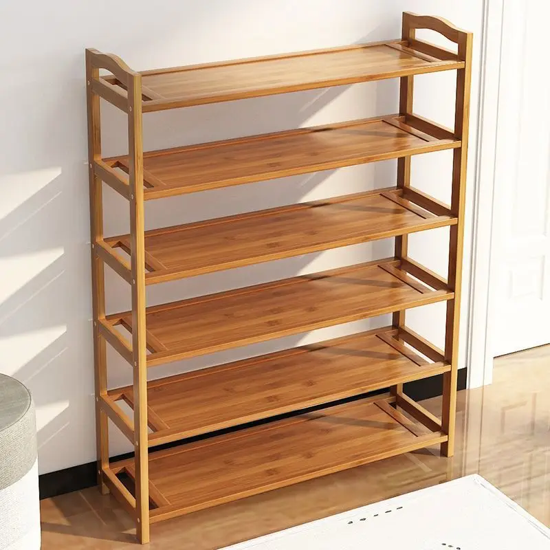 product customize foldable adjustable 6 shelf bamboo shoe rack with modern design for home living room furniture supports up to 11 pairs-16