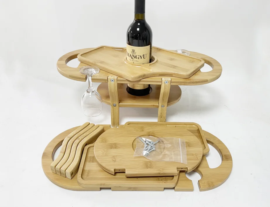 nice looking bamboo picnic table with removable tray