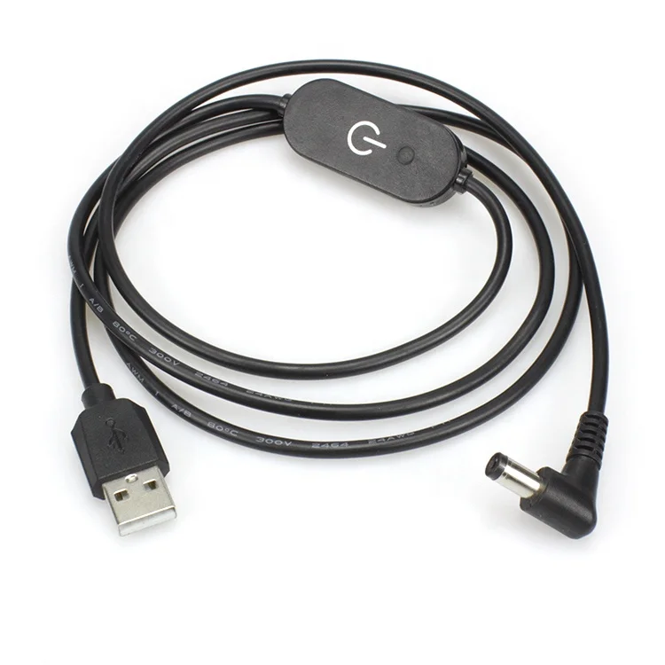 USB-A Male to DC5.5x2.1mm Male Cable with Inline Dimmer Switch & Power Indicator for Table Lamp, 5V 2A Copper Core Power Cord