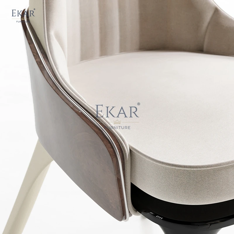 Modern Luxurious Dining Chair with Soft Upholstery & Metal Strip Legs - Simple Elegance for Your Bedroom manufacture