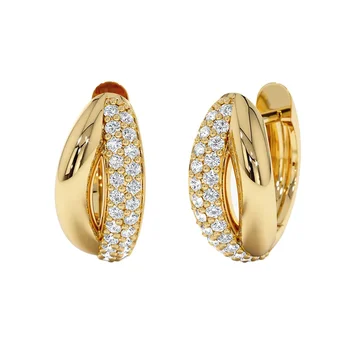 Wholesale Fine Jewelry Designer Earrings Women 925 Sterling Silver Double Diamond Huggies Luxury Zircon Hoop Earrings for Girls