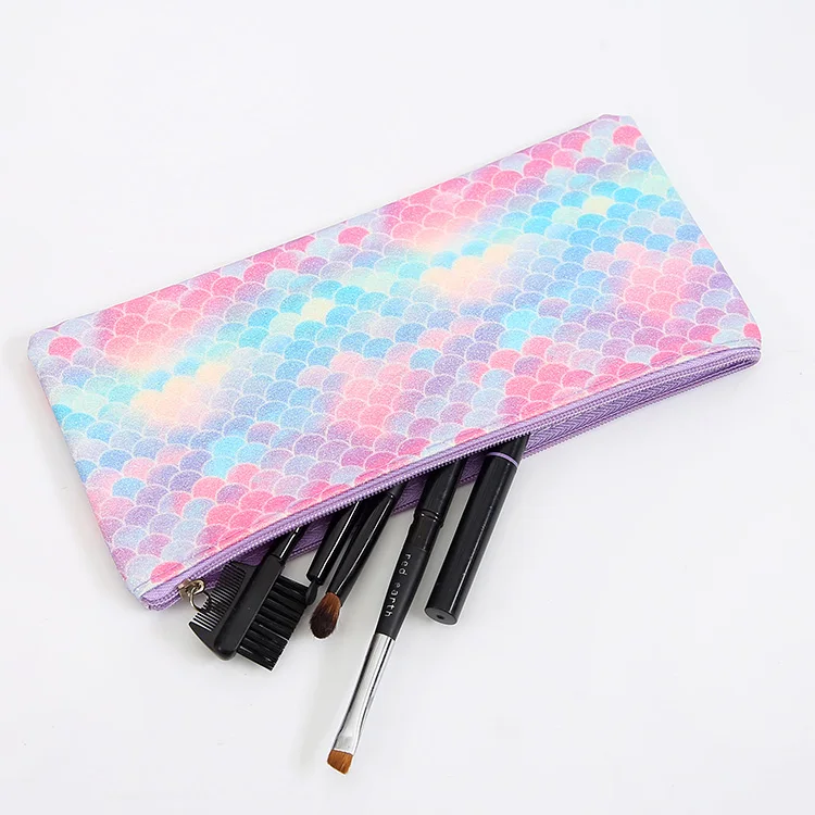 high quality fish scale  Custom pencil case small wholesale pvc bling bling student pen bag