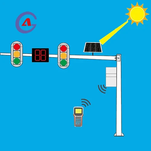 Outdoor Semaforo LED Traffic Control Solution Cloudy Days Continuously Working Solar Wireless Traffic Light System