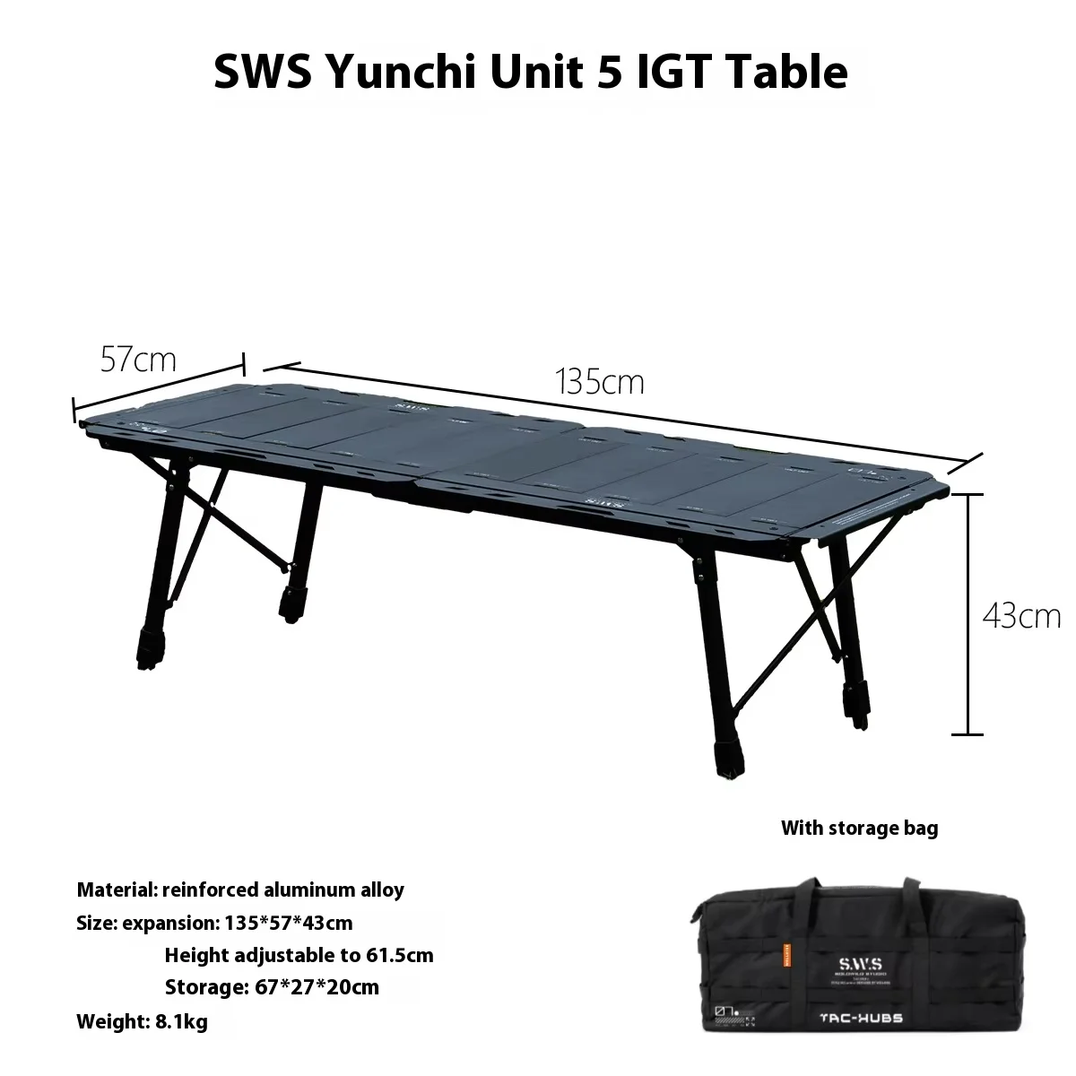 WELLHIKE Outdoor SWS 5 Unit IGT Camping Table Aluminum Alloy