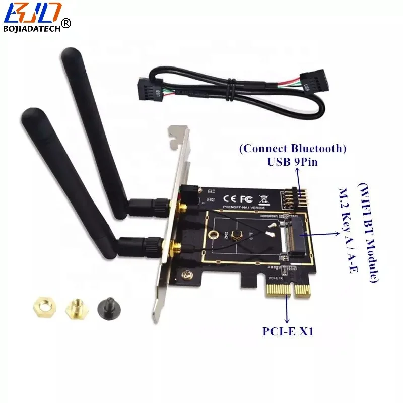 Adattatore WLAN M.2 NGFF A PCI-E 1X Per Desktop | Convertitore Per Schede WiFi 8260, 7265, 1535 | Supporta PCIe E USB BT