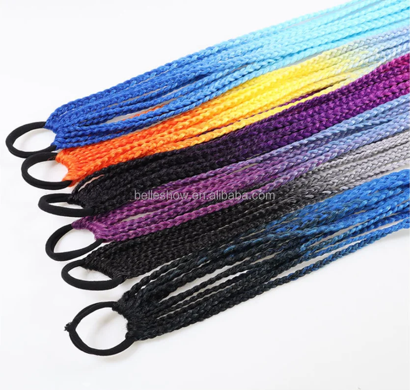 Лидер продаж, прямой синтетический конский хвост Омбре смешанных цветов, окантовка вокруг конского хвоста, красочный маленький конский хвост, круглые волосы, Цветной конский хвост