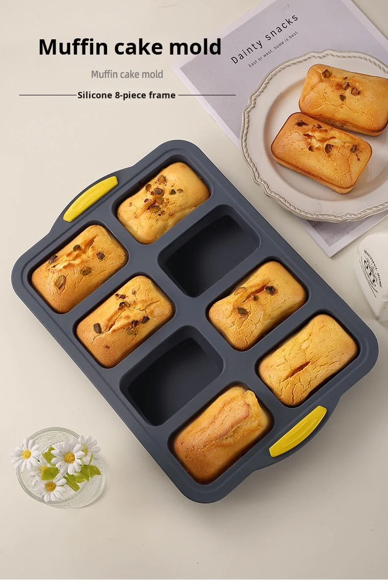 Silicone Reusable Heat Resistant Muffin Cup Mold with Frame Square Cake Baking Oven Mold Pudding Jelly Mold manufacture