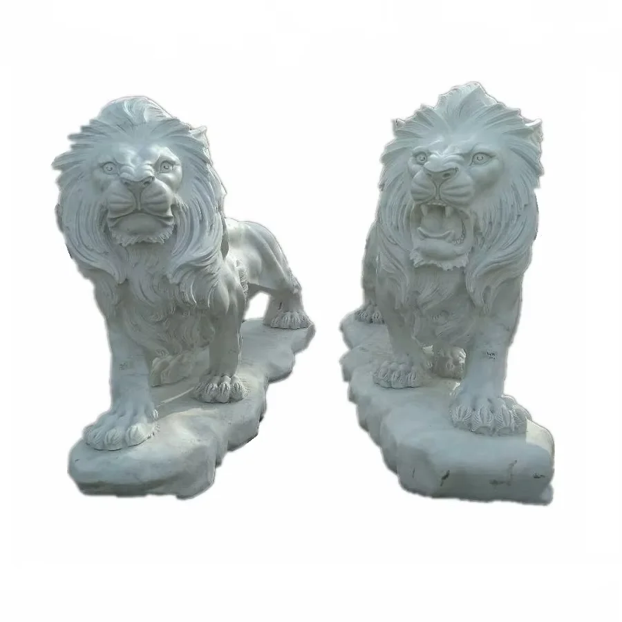Outdoor Decoration Hand Carving Large Outdoor Stone Garden Lion Sculptures Marble Lion Statues