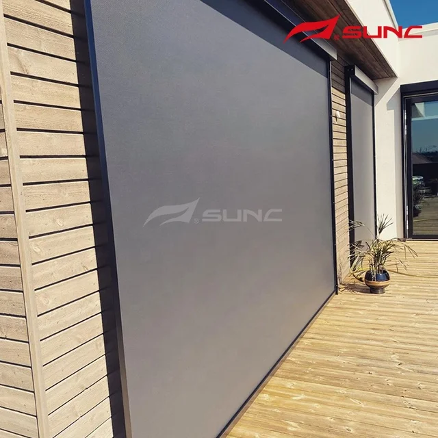 SUNC Window Motorized Motor ZipScreen Blinds Manufacturers Garden Aluminum Waterproof Windproof Outdoor Roller Blinds