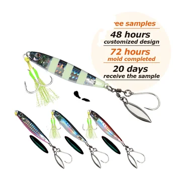 40g 60g 80g Laser Metal Fishing Jig Lure with Bearing Swivel Hook Slow Pitch Saltwater Lure – Metal Jig – view 3