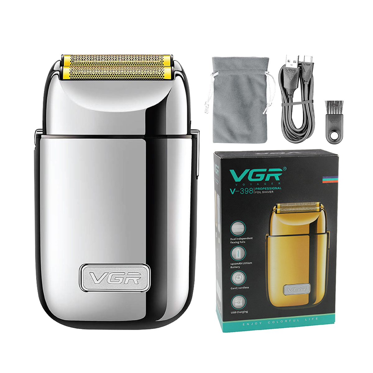 VISIONARY オールゴールド メンズ剃刀 VGR V-398 Electric Beard Foil Shaver - Rechargeable & Versatile