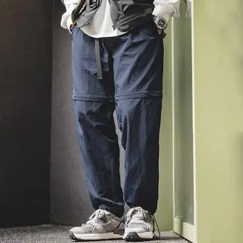 Men's Mountain Style Outdoor Detachable Functional Trousers Straight-Leg Leggings Deconstructed Five-Point Shorts Pant for Men