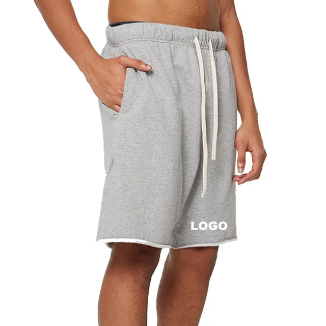 Wholesale Custom Logo Knee Length French Terry Side Pocket 100% Cotton Beach Basketball Shorts